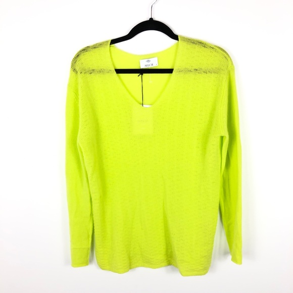 Allude Cashmere Pointelle V Neck Sweater - Picture 2 of 8